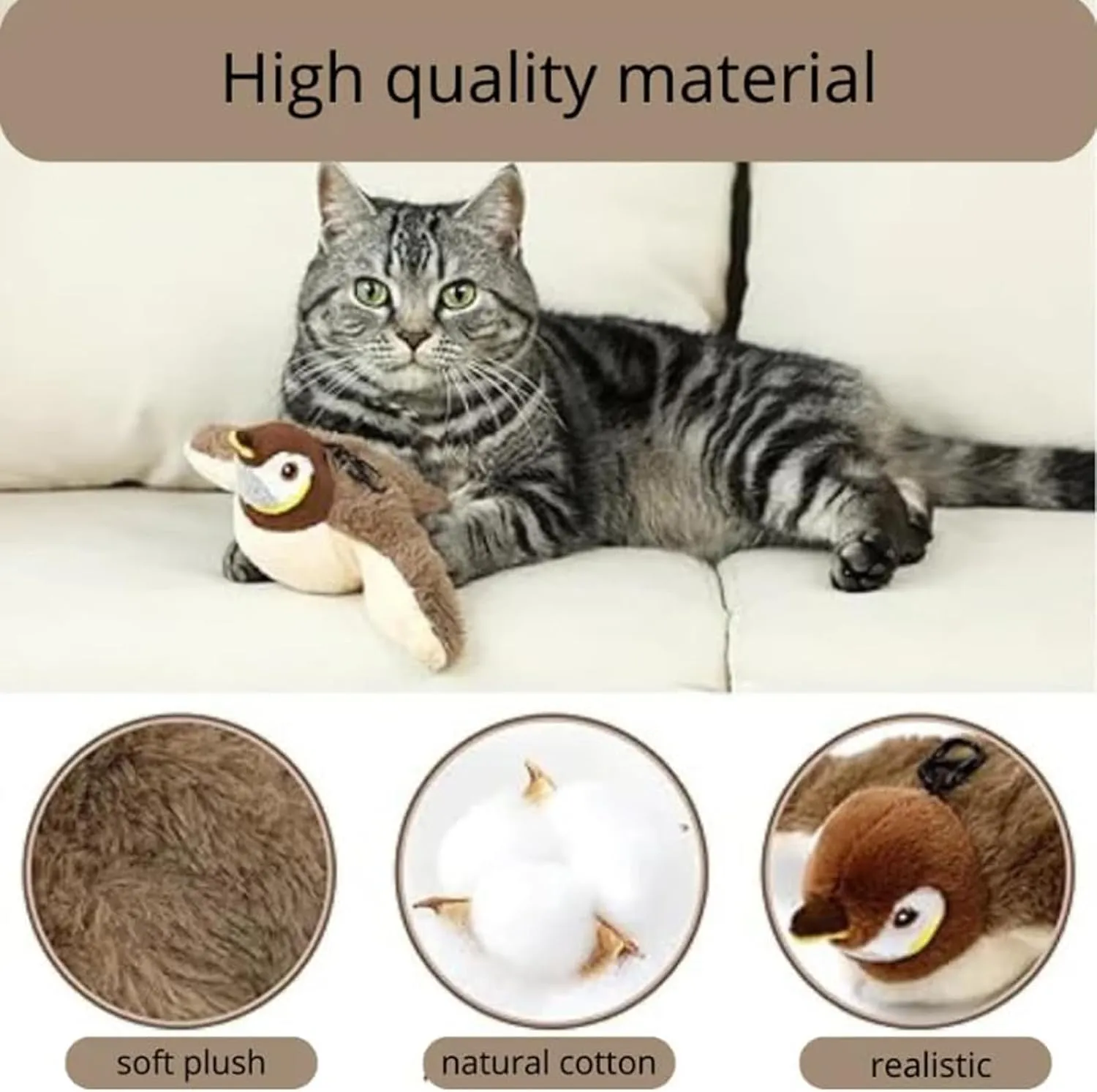 Pawterra Flapping Bird Cat Toy, Bird Toy That Chirps and Flaps, Chirping Birds Cat Toys Flapping Wings Flying, Flying Interactive Simulation Electric Sparrow Shaking Bird (2*Bluebird)