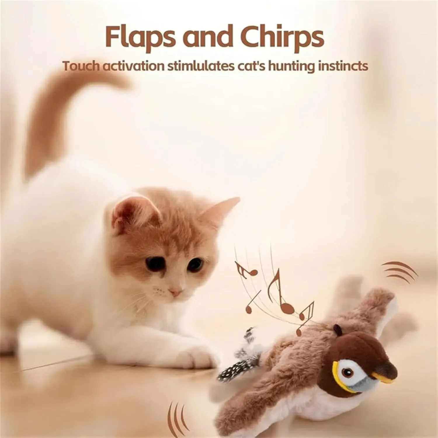 Pawterra Flapping Bird Cat Toy, Bird Toy That Chirps and Flaps, Chirping Birds Cat Toys Flapping Wings Flying, Flying Interactive Simulation Electric Sparrow Shaking Bird (2*Bluebird)