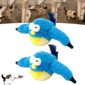 Pawterra Flapping Bird Cat Toy, Bird Toy That Chirps and Flaps, Chirping Birds Cat Toys Flapping Wings Flying, Flying Interactive Simulation Electric Sparrow Shaking Bird (2*Bluebird)