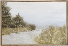 Pemberly Row Traditional Wood Lake Walk Framed Gel Coated in Multi-Color