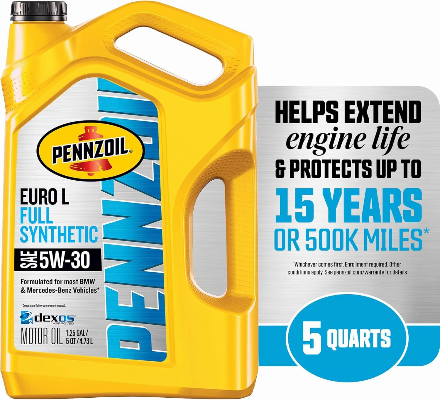 Pennzoil Platinum Euro L Full Synthetic 5W-30 Motor Oil, 5 Quart