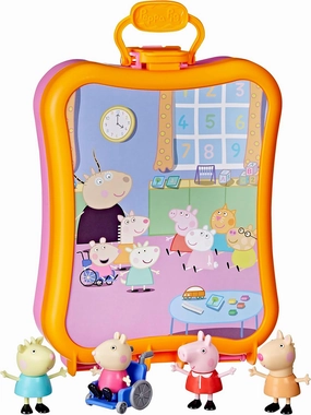 Peppa Pig Peppa's Club Friends Carrying Case Playset, Includes 4 Figures, Back to School Toys for Kids, Classroom Preschool Gifts, Ages 3 