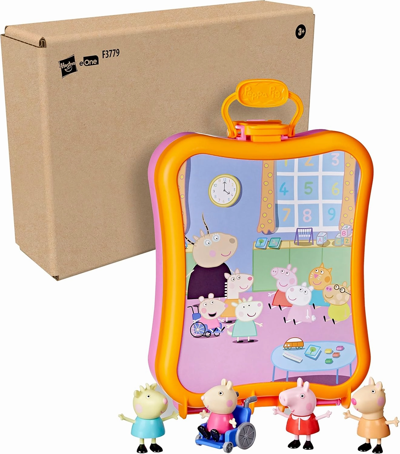 Peppa Pig Peppa's Club Friends Carrying Case Playset, Includes 4 Figures, Back to School Toys for Kids, Classroom Preschool Gifts, Ages 3 