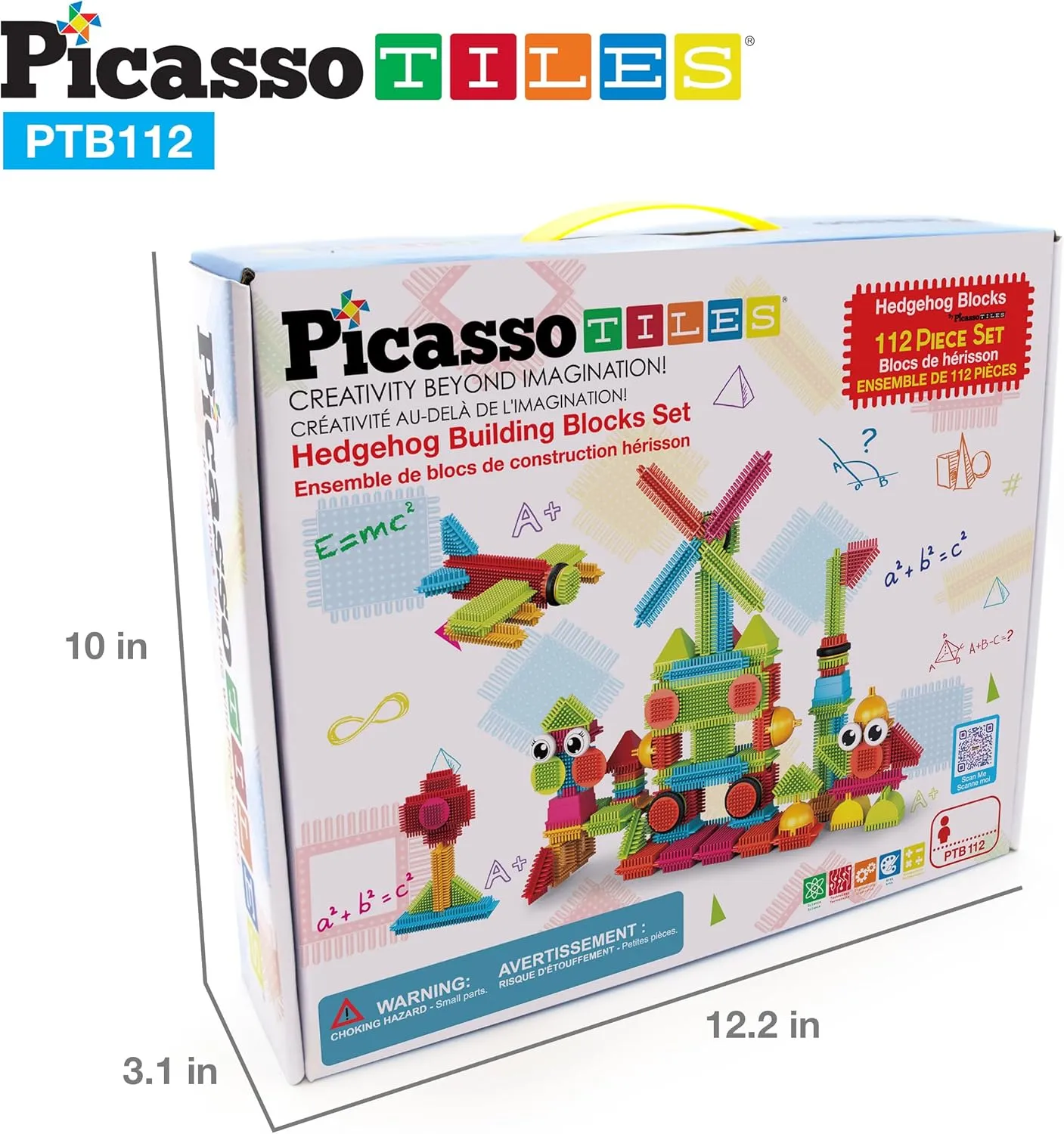 Picasso Toys112pcs Hedgehog Blocks STEM Building Tiles Set Construction Learning Toy Stacking Interlock Block, Creativity Beyond Imagination, Inspirational, Recreational, Educational PTB112