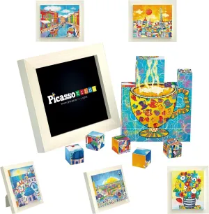 PicassoTiles Magnet Building Tiles 6-in-1 Painting Puzzles Cubes, Building Blocks Construction Toy Block Stack, Magnetic Cube Puzzle Blocks Tiles Mix Match