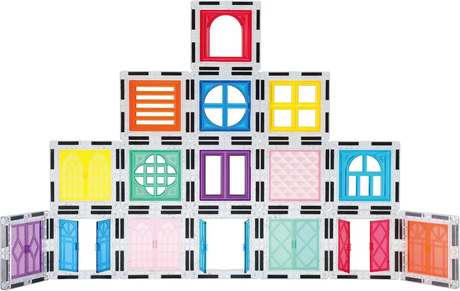PicassoTiles Magnetic Tile Clip-in Window and Door Expansion Set, Magnetic Block Add-ons, Magnet Building Construction Toys, STEM Education Learning Stacking Block, Toddler Boys & Girls