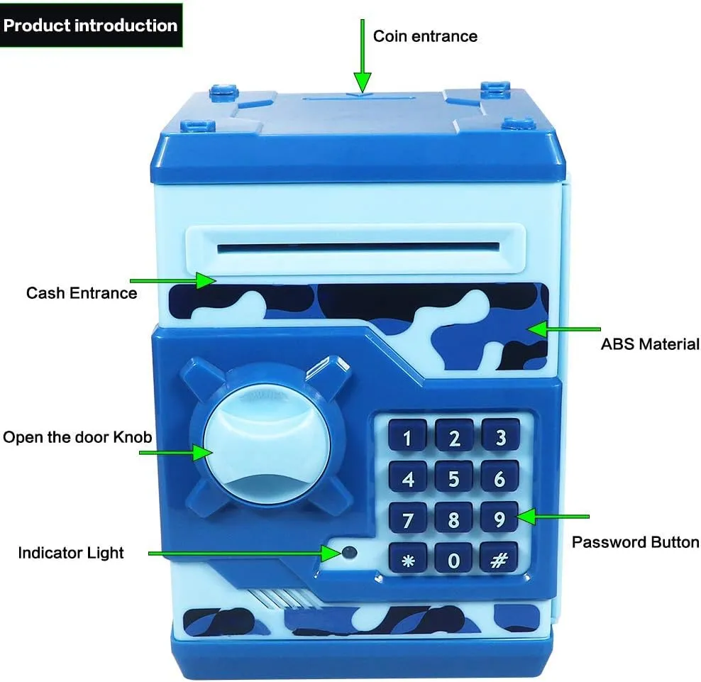 Piggy Bank Electronic Mini ATM for Kids Baby Toy, Safe Coin Banks Money Saving Box Password Code Lock for Children,Boys Girls Best Gift(Camouflage)