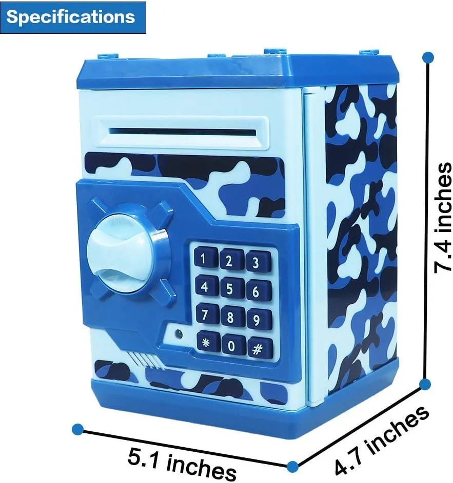 Piggy Bank Electronic Mini ATM for Kids Baby Toy, Safe Coin Banks Money Saving Box Password Code Lock for Children,Boys Girls Best Gift(Camouflage)
