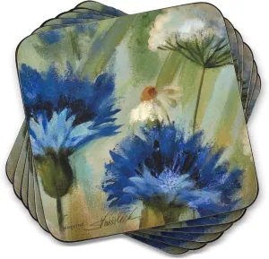 Pimpernel Fleur Des Champs Coasters - Set of 6 (4” x 4”), Cork, Elegant Floral Design, Durable & Easy to Clean, Ideal for Home or Dining Table, Protects Surfaces with Style