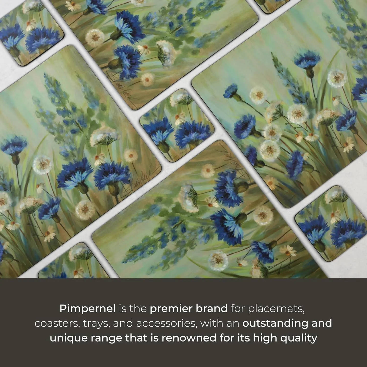 Pimpernel Fleur Des Champs Coasters - Set of 6 (4” x 4”), Cork, Elegant Floral Design, Durable & Easy to Clean, Ideal for Home or Dining Table, Protects Surfaces with Style