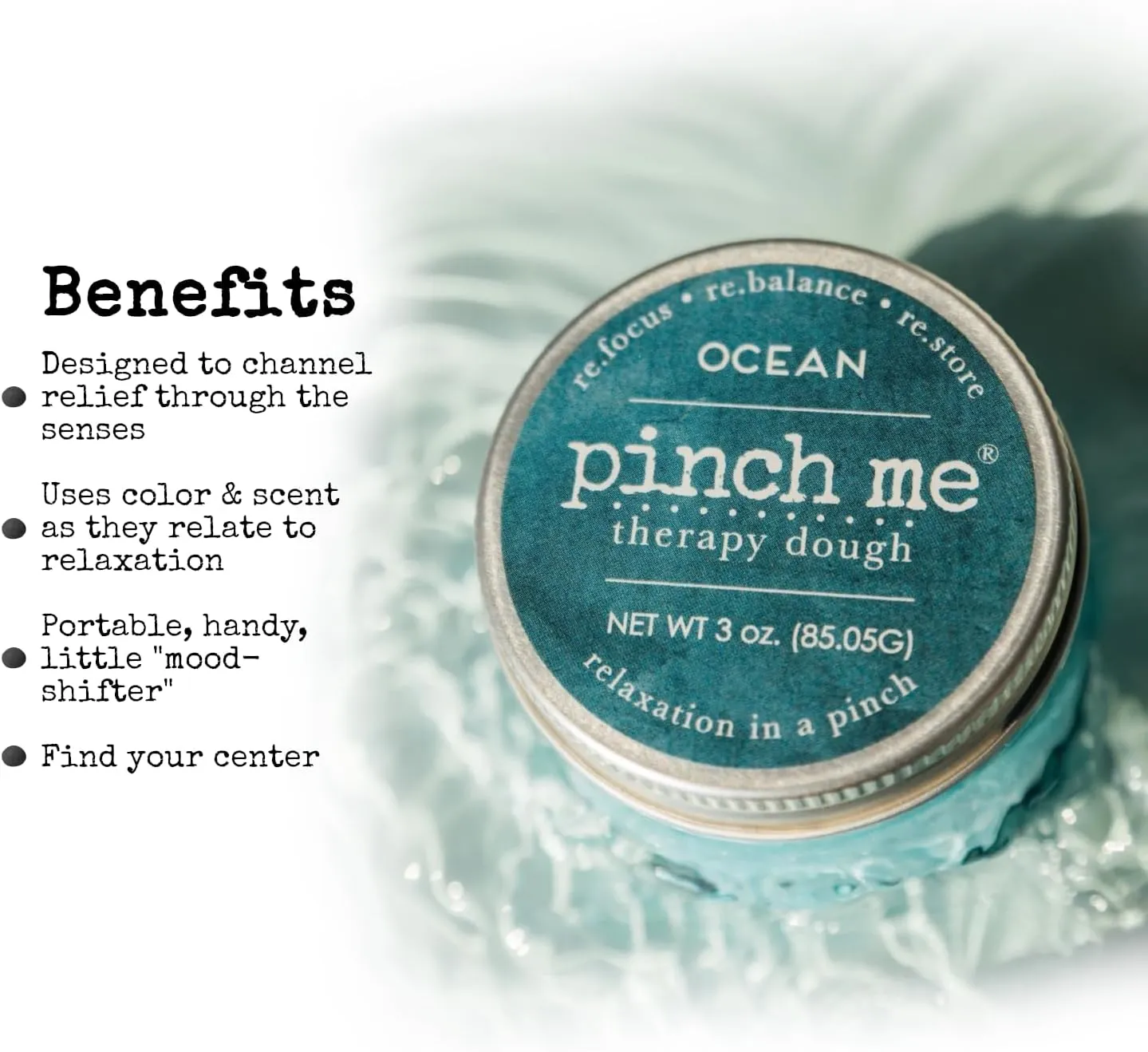 Pinch Me Therapy Dough - Holistic Aromatherapy Stress Relieving Putty - 10 Ounce Ocean Scent