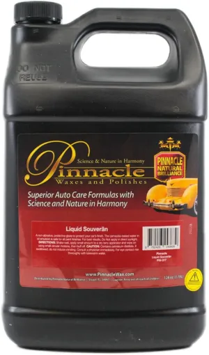Pinnacle Natural Brilliance Automotive Liquid Souveran Wax | Carnauba Liquid Wax for All Paint Types & Colors | High-Gloss Finish & Protection | PIN-317 | 128 oz