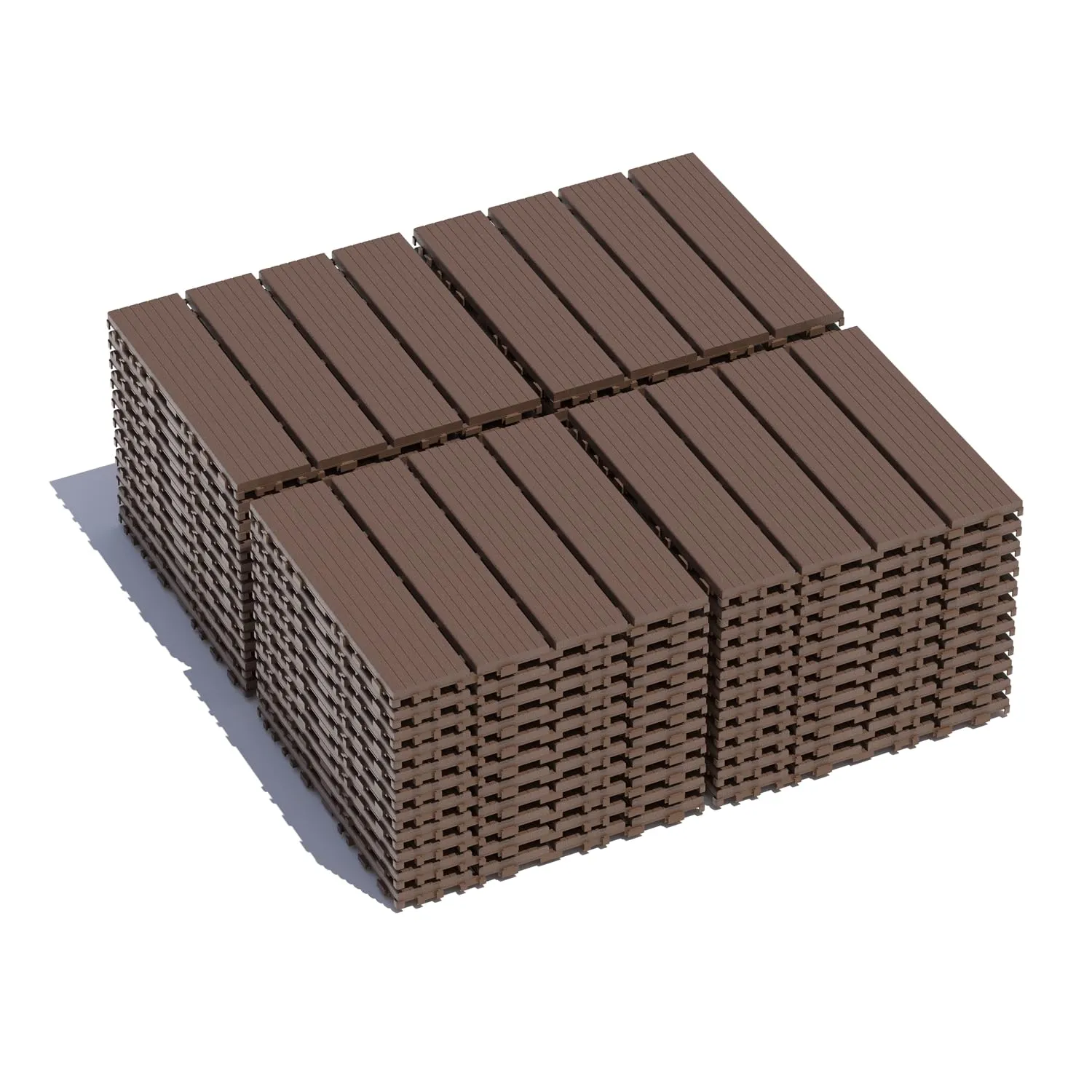 Plastic Interlocking Patio Deck Tiles, 44 Pack 12"x12" Waterproof Outdoor Porch Decking Tiles, All Weather Use Indoor & Outdoor Non-Slip Floor Pavers for Poolside Balcony Backyard Deck, Brown