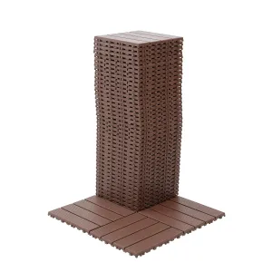Plastic Interlocking Patio Deck Tiles, 44 Pack 12"x12" Waterproof Outdoor Porch Decking Tiles, All Weather Use Indoor & Outdoor Non-Slip Floor Pavers for Poolside Balcony Backyard Deck, Brown