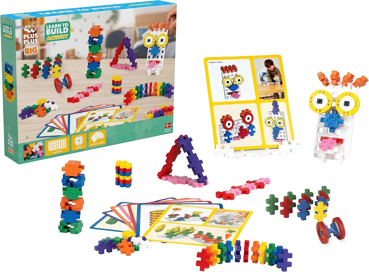 Plus-Plus - Learn to Build Big, Activity Set, 130 Pieces - Construction Building Stem Toy, Large Puzzle Blocks for Toddlers and Preschool