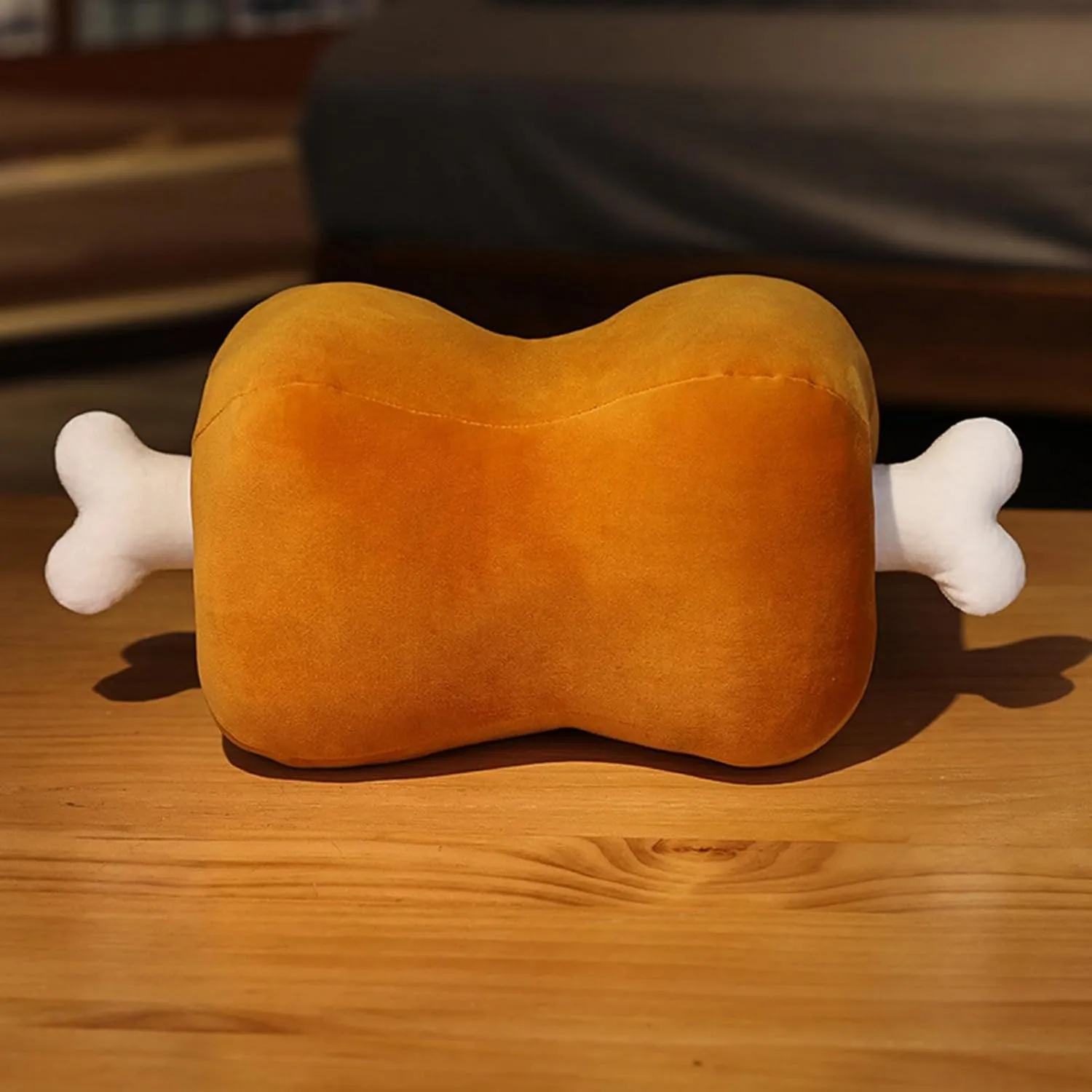 Plush Pillow Bone Shape Collectible, Funny Toy Stuffed Cushion for Relaxation, 3D Roast Meat Bone Design Detachable Cartoon Style Sleeping Pillow, Gift for Boys & Girls Brown