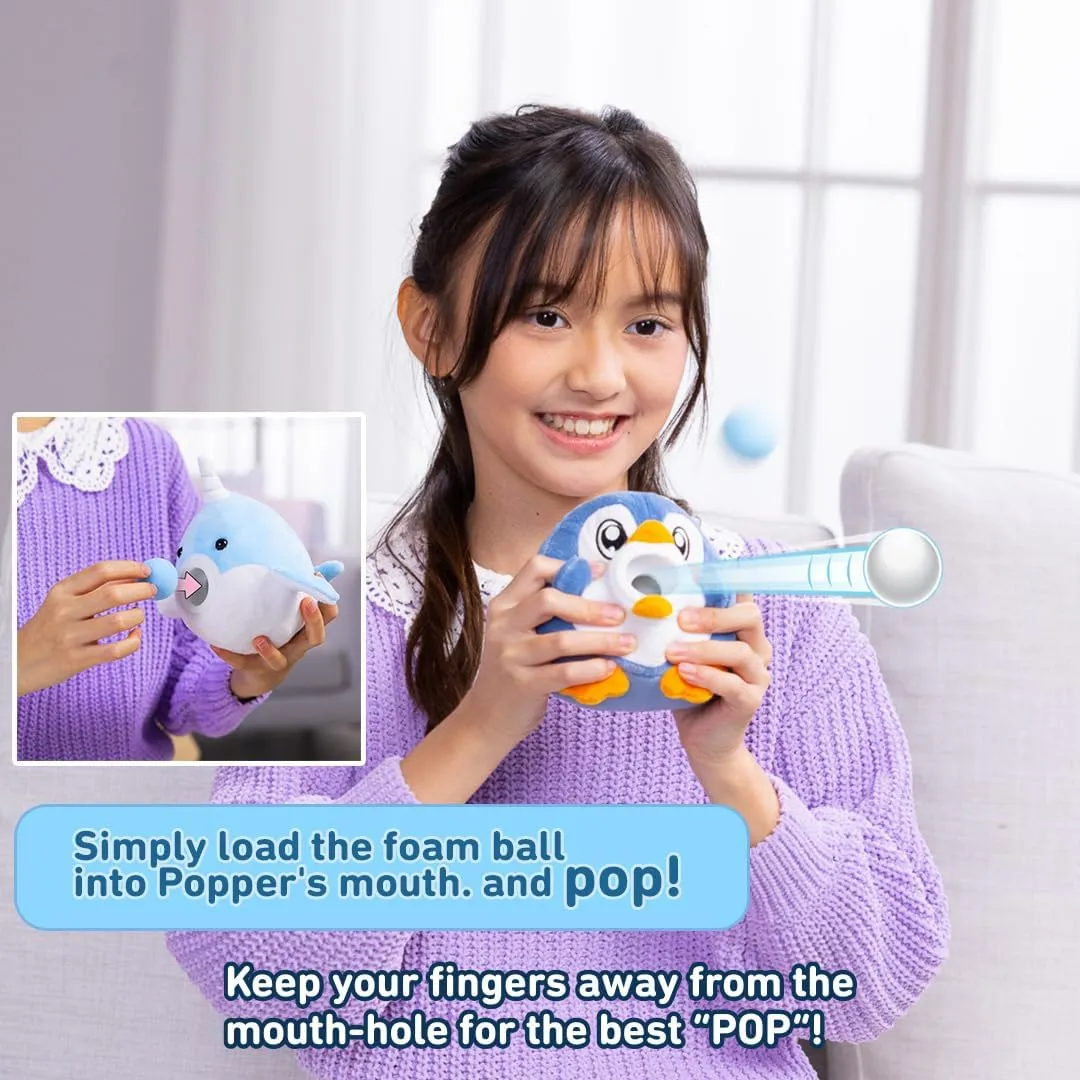 Plush Popper ICY Friends - Eva The Seal – Plush Toy with Interactive Foam Ball Popper – Emotional Cheer Support for Kids