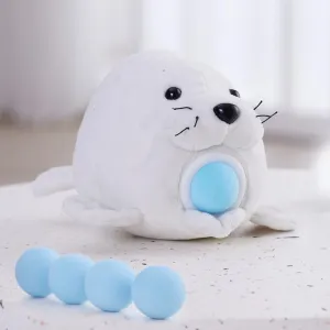 Plush Popper ICY Friends - Eva The Seal – Plush Toy with Interactive Foam Ball Popper – Emotional Cheer Support for Kids