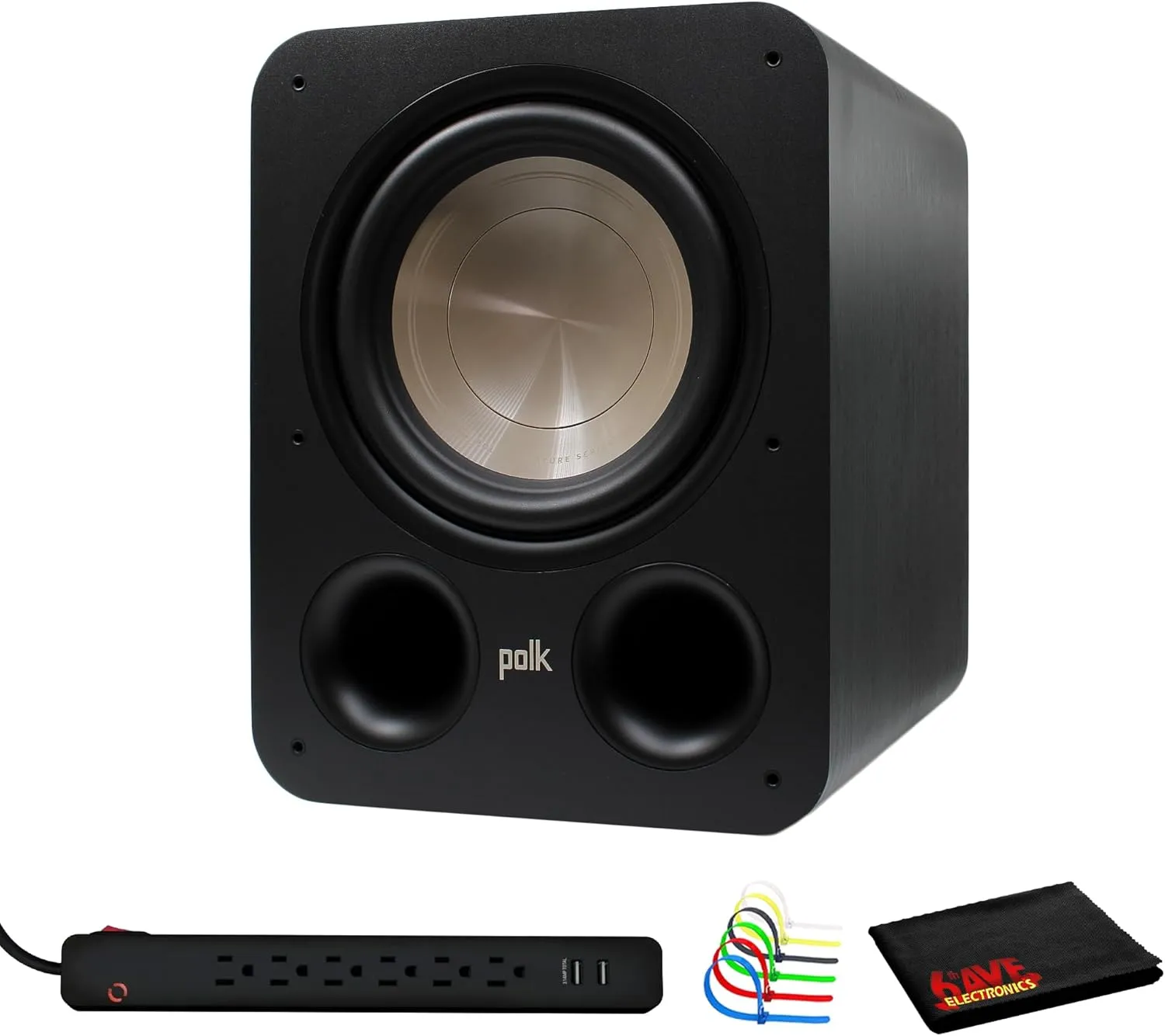 Polk Audio Signature Elite ES10 10" 200W Subwoofer Bundle Including: Surge Protector, Cable Ties, Fiber Cloth