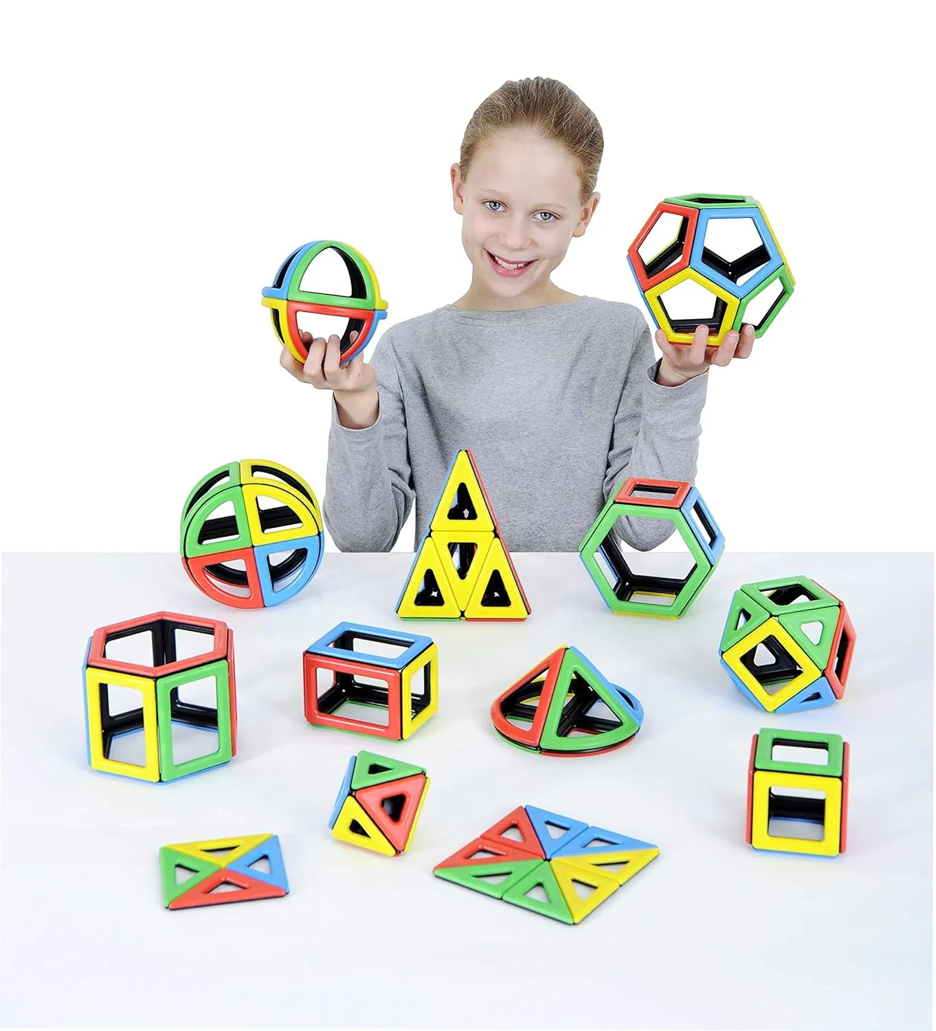 Polydron Kids Magnetic Mathematics Set - Educational Construction Toy - Multicolored - Children Creative Building 3D Toy - 3  Years - 118 Pieces