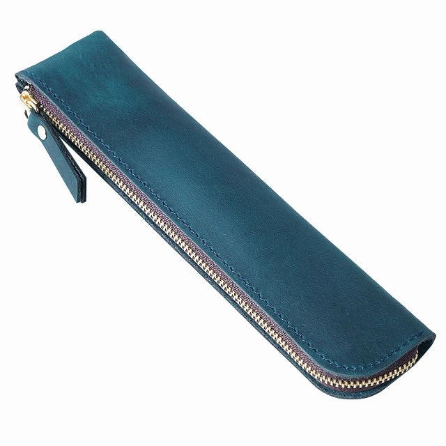 Portable Genuine Cowhide Pencil Case Retro Leather Pen Bag Storage Pouch for Pens Stationery Holder School Office Supplies