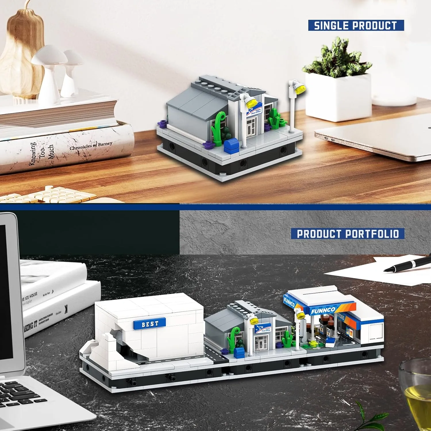Post Office Street View Building Set with Quick-Detached Structure, Mini City Landmark Construction Display Model for Home Decor, Architecture Building Blocks Set for Adults and Kids - 173 PCS