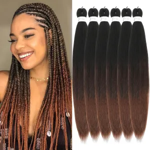 Pre stretched Braiding Hair, 22 Inch 6 Pack Two Tone Prestretched Braiding Hair For Braiding Women Hair,Professional Synthetic Hair For Crochet Braids,Soft Yaki Straight Texture(22in,6pcs,1B/30#)