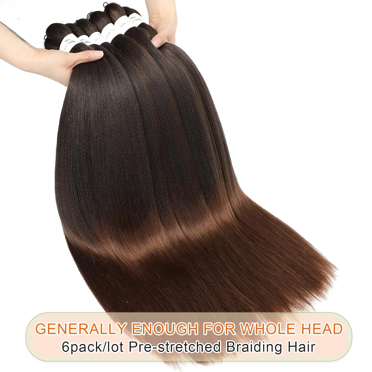 Pre stretched Braiding Hair, 22 Inch 6 Pack Two Tone Prestretched Braiding Hair For Braiding Women Hair,Professional Synthetic Hair For Crochet Braids,Soft Yaki Straight Texture(22in,6pcs,1B/30#)