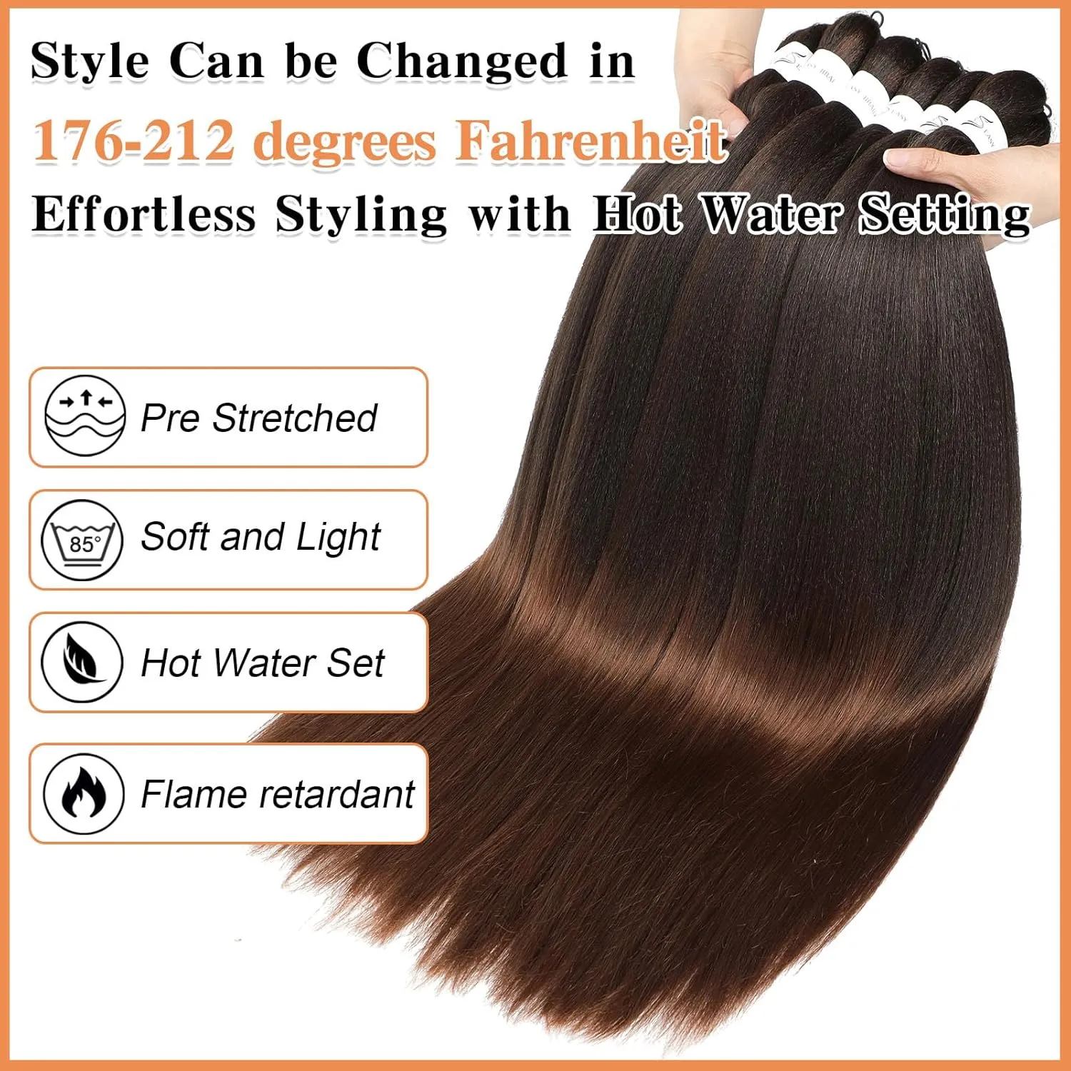 Pre stretched Braiding Hair, 22 Inch 6 Pack Two Tone Prestretched Braiding Hair For Braiding Women Hair,Professional Synthetic Hair For Crochet Braids,Soft Yaki Straight Texture(22in,6pcs,1B/30#)