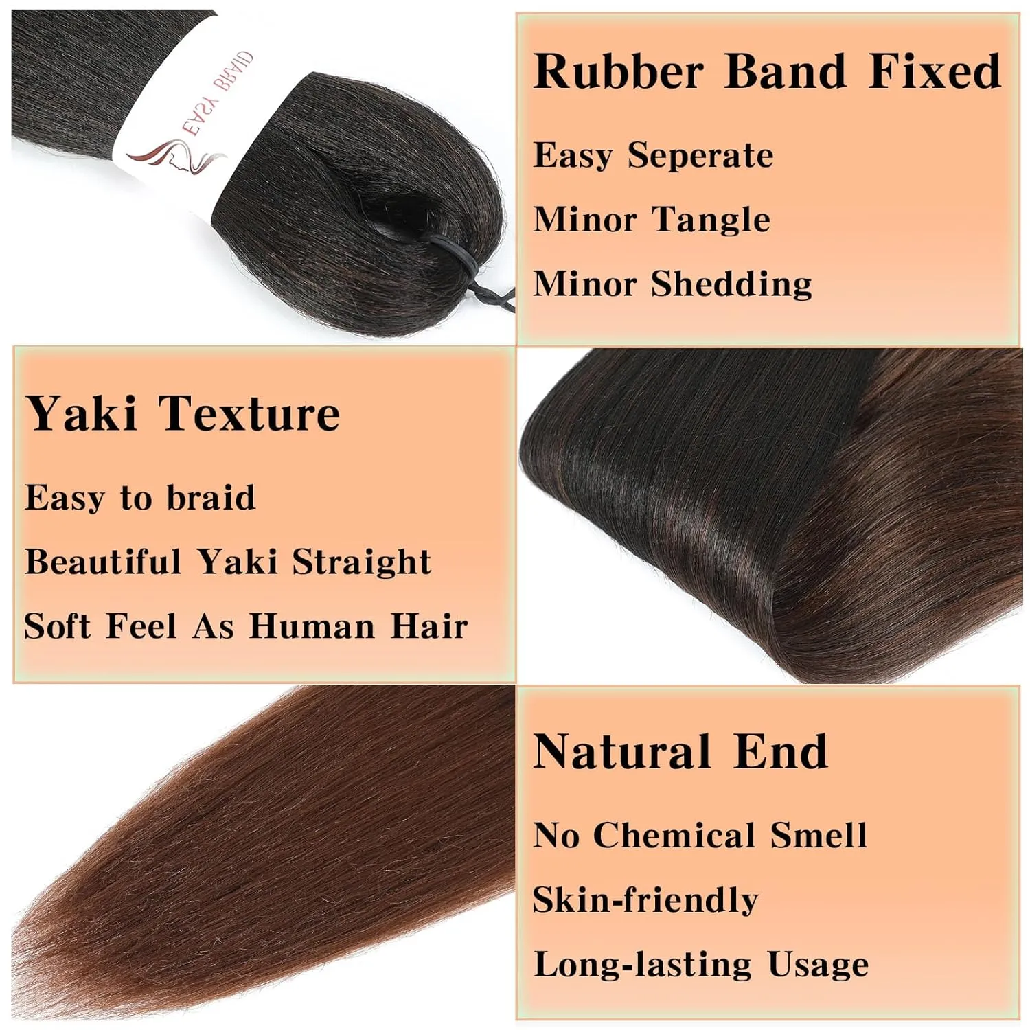 Pre stretched Braiding Hair, 22 Inch 6 Pack Two Tone Prestretched Braiding Hair For Braiding Women Hair,Professional Synthetic Hair For Crochet Braids,Soft Yaki Straight Texture(22in,6pcs,1B/30#)