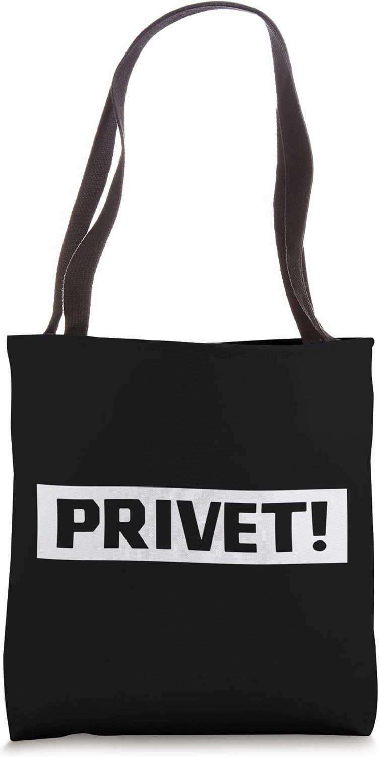 Privet Greeting Vocabulary Russia Hello in Russian language Tote Bag