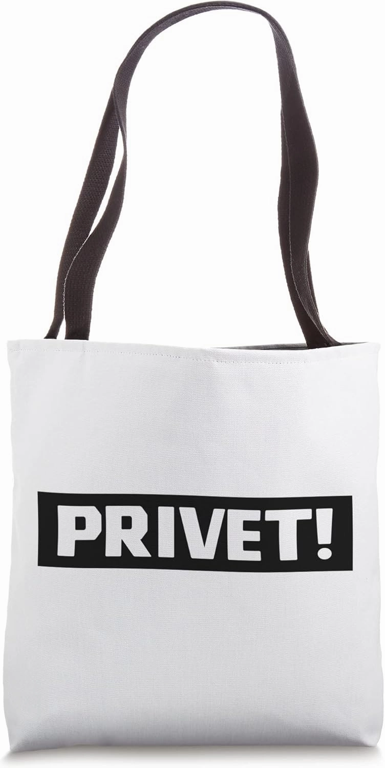 Privet Greeting Vocabulary Russia Hello in Russian language Tote Bag