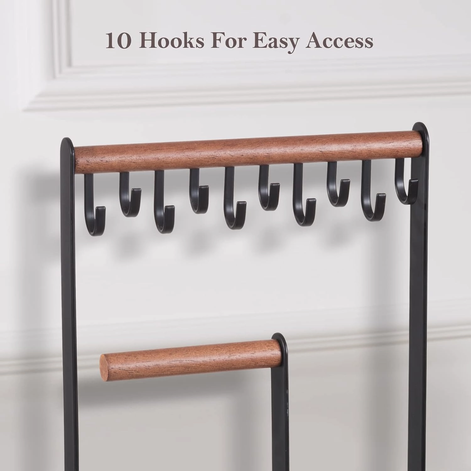 ProCase Jewelry Organizer Stand Holder, 4-Tier Tower Rack with Earring Tray and Holes, 10 Hooks Necklaces Hanging Storage Tree Display for Bracelets Watches Earrings Rings -Black