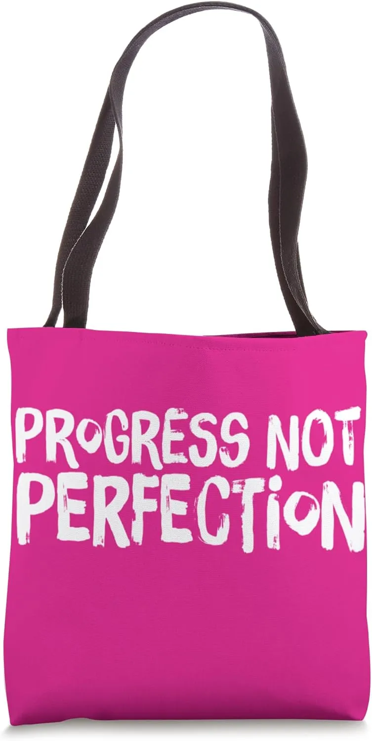 Progress Not Perfection, Paintbrush Style Design Tote Bag