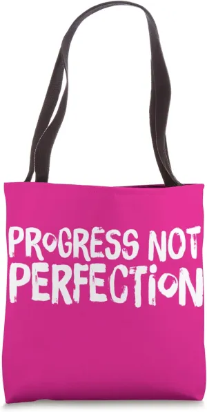 Progress Not Perfection, Paintbrush Style Design Tote Bag