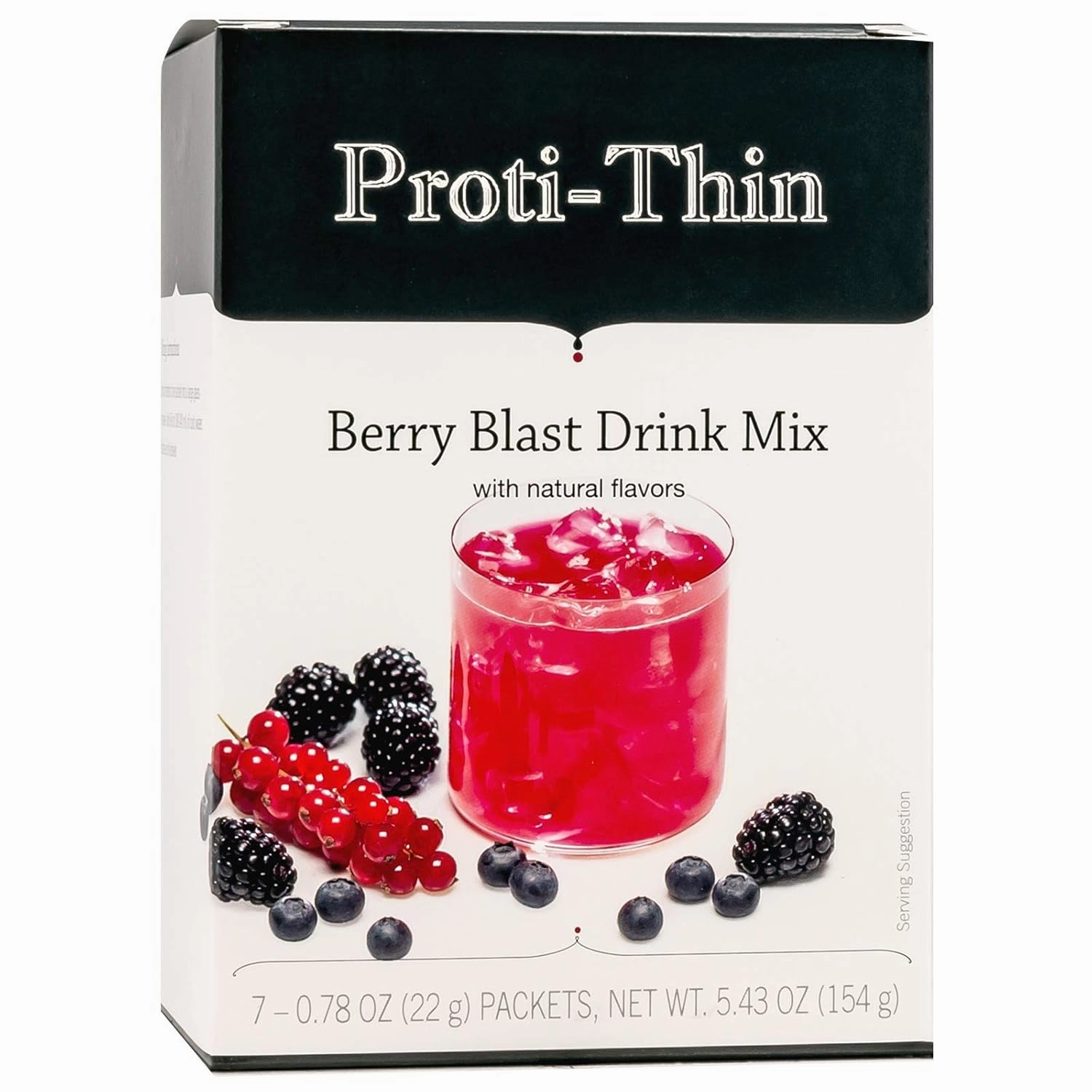 Proti-Thin Berry Blast Drink Mix - Instant Refreshment with Natural Flavors | Low Calorie & Low Carb, Fat & Sugar-Free, KETO Diet Friendly Shake | Ideal Proti Thin Drink Mix, 7 Servings/Box