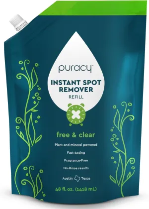 Puracy Instant Spot Remover for Clothes Refill - Laundry Spot Stain Remover for Clothes Laundry - Carpet Spot Stain Remover Carpet Spot Cleaner Couch Stain Remover - Free & Clear, 48 Fl Oz (Pack of 1)
