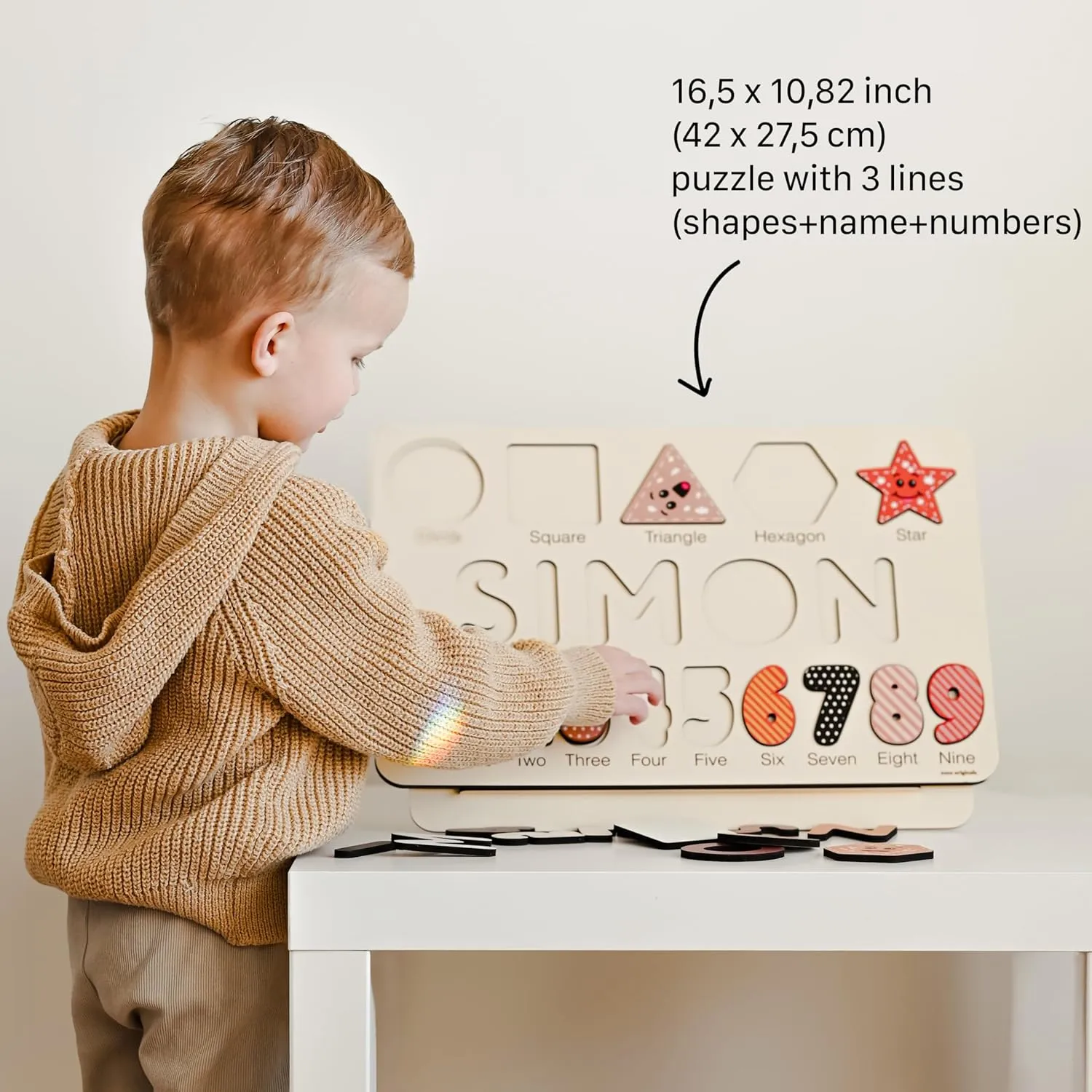 Puzzles for Toddlers Boy and Girl, Personalized Name Puzzle, 12 Month Toy, Gifts for 0 1 2 3 Years Old, Baby Gifts, Baby Shower, Christmas, New Baby Gift, 0 3 6 9 12 18 24 36 Months