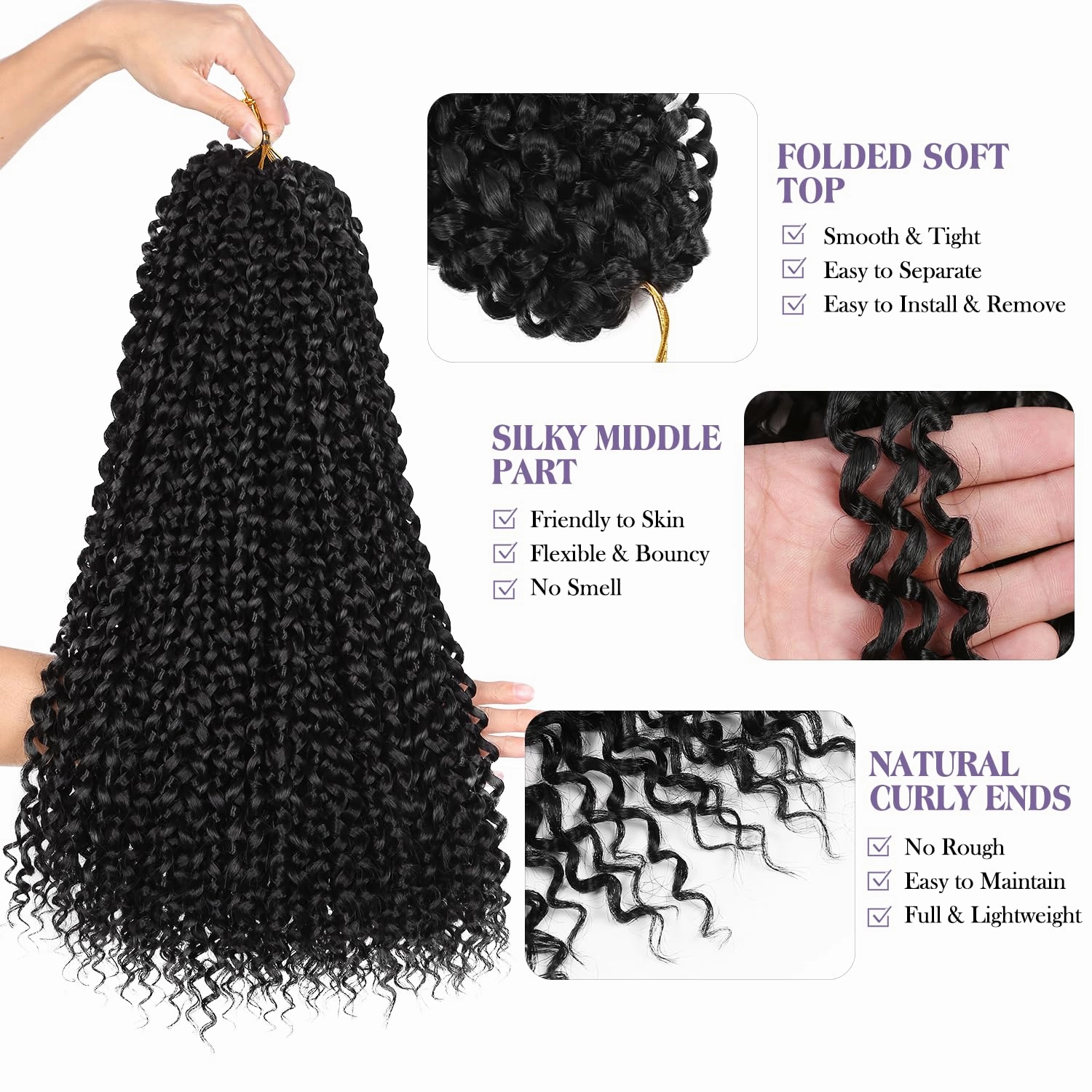 Quantum Love Kinky Curly Crochet Hair Short Marlybob Jerry Curly Natural Black Hair Extension for Black Women Short Passion Twist Synthetic Hair Extension (6 Pack 18 Inches)