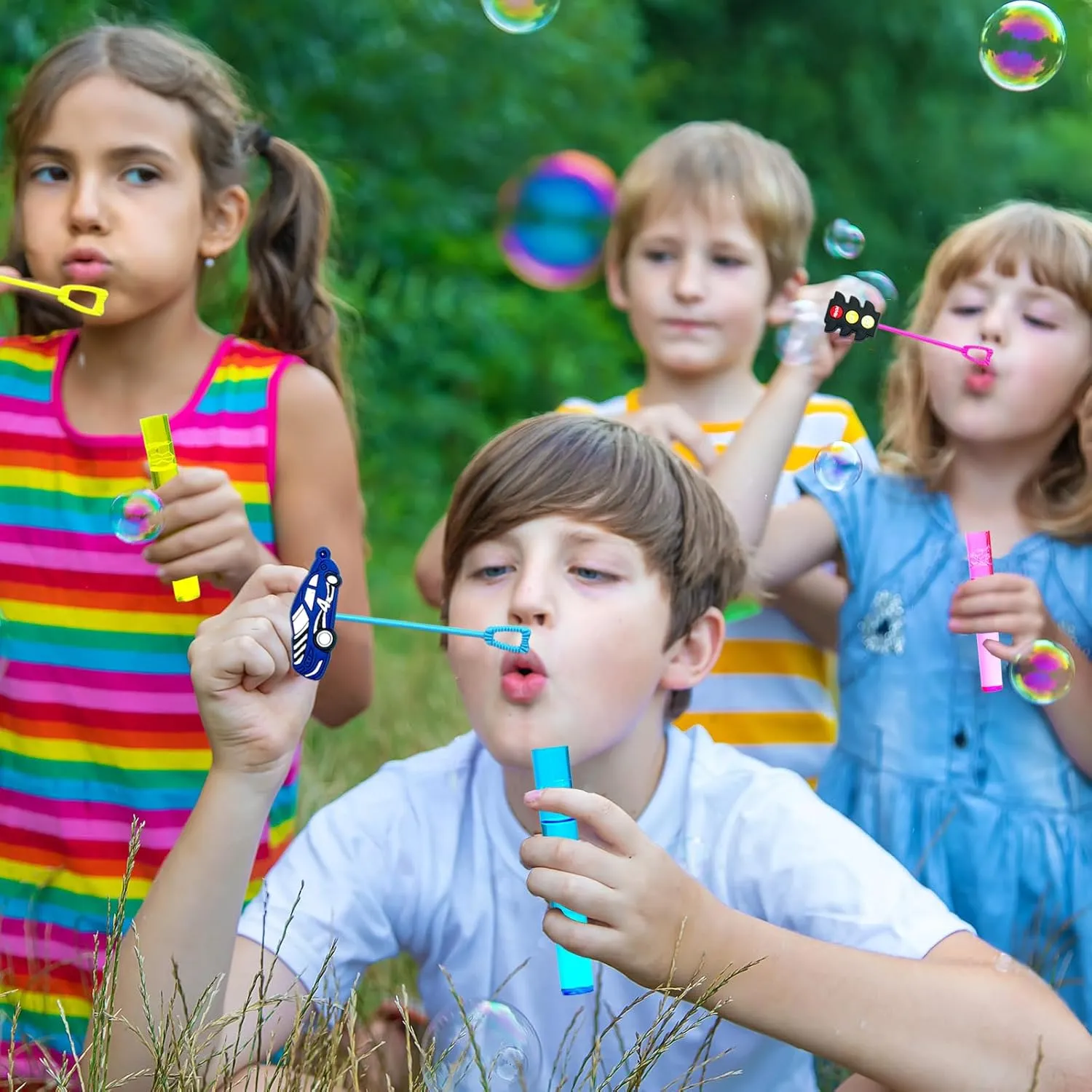 Race Car Party Favors,24Pcs Race Car Bubble Wands for Kids,Cool Bubble Wand for Birthday Party Supplies,Classroom Prizes Pinata Goodie Bag Stuffers Gifts