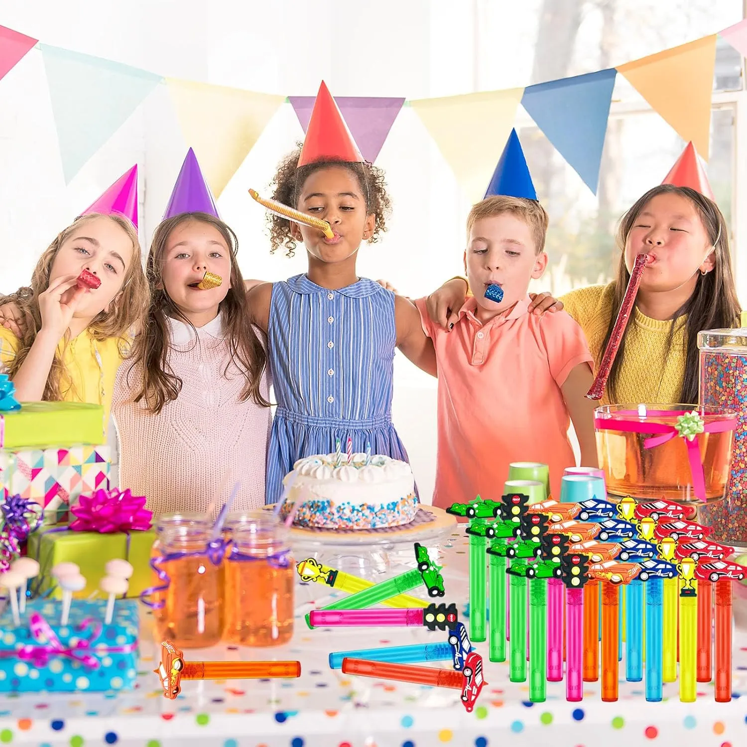 Race Car Party Favors,24Pcs Race Car Bubble Wands for Kids,Cool Bubble Wand for Birthday Party Supplies,Classroom Prizes Pinata Goodie Bag Stuffers Gifts