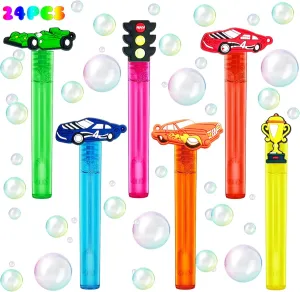 Race Car Party Favors,24Pcs Race Car Bubble Wands for Kids,Cool Bubble Wand for Birthday Party Supplies,Classroom Prizes Pinata Goodie Bag Stuffers Gifts