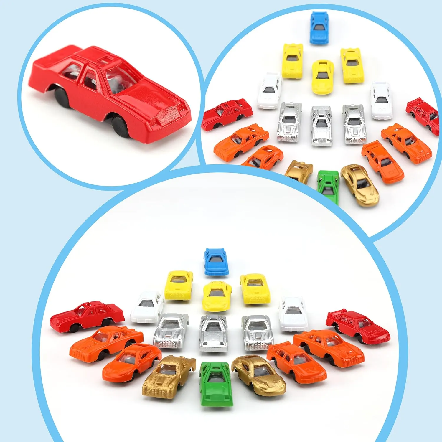 Racing Car Toys in Capsules - 250 Pcs - 1.1 Inch Plastic Capsules with Mini Racing Cars Toys for Kids Inside - Bulk Easter Basket Stuffers Classroom Prizes