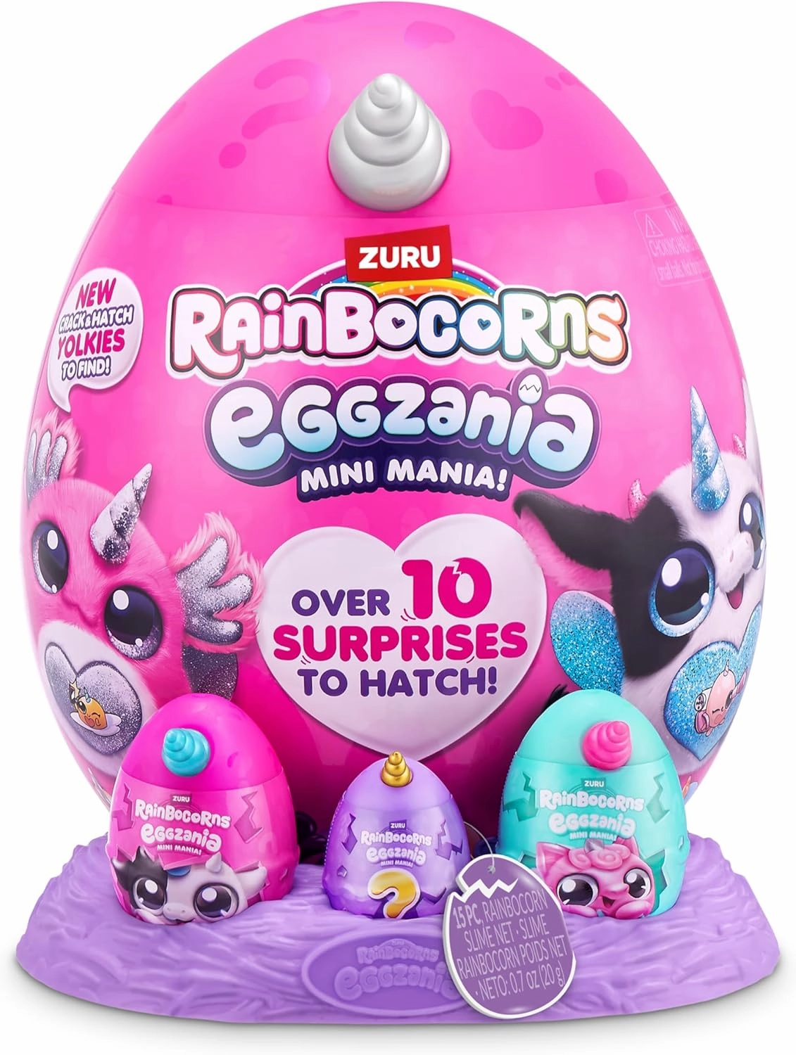 Rainbocorns Eggzania Mini Mania Cow Plush Surprise Unboxing with Animal Soft Toy, Idea for Girls with Imaginary Play by ZURU