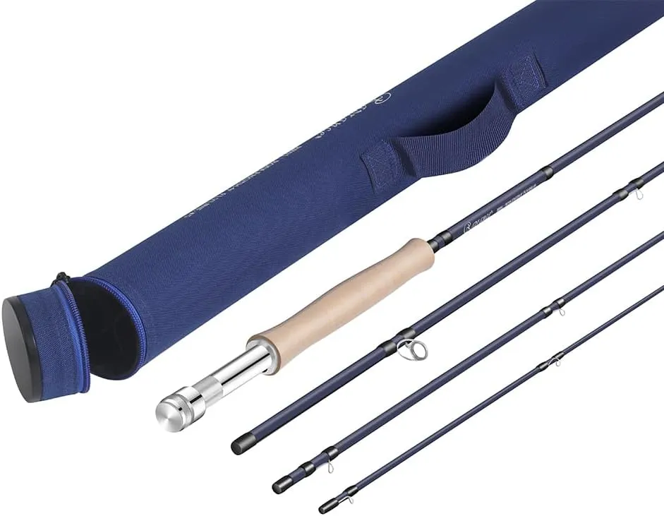 Raprance 3-8wt Fly Fishing Rod - Medium-Fast Action IM8 Graphite Blank with Protective Tube | Lightweight Travel Rod for Trout & Salmon Fishing | Carbon Fiber Construction