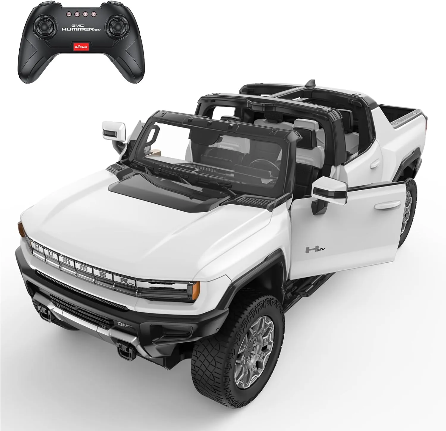 RASTAR Remote Control Car 1/16 Scale GMC Hummer EV Pickup RC Car, Electric Off-Road Monster, RC Hummer Truck for Kids Boys, White 2.4G