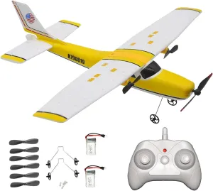 RC Plane Remote Control Airplane 2.4Ghz 2 Channels RTF Radio Control Cessna Aircraft with 3-Axis Gyro for Beginner Easy to Fly EPP Foam Glider Toys (Two Batteries)