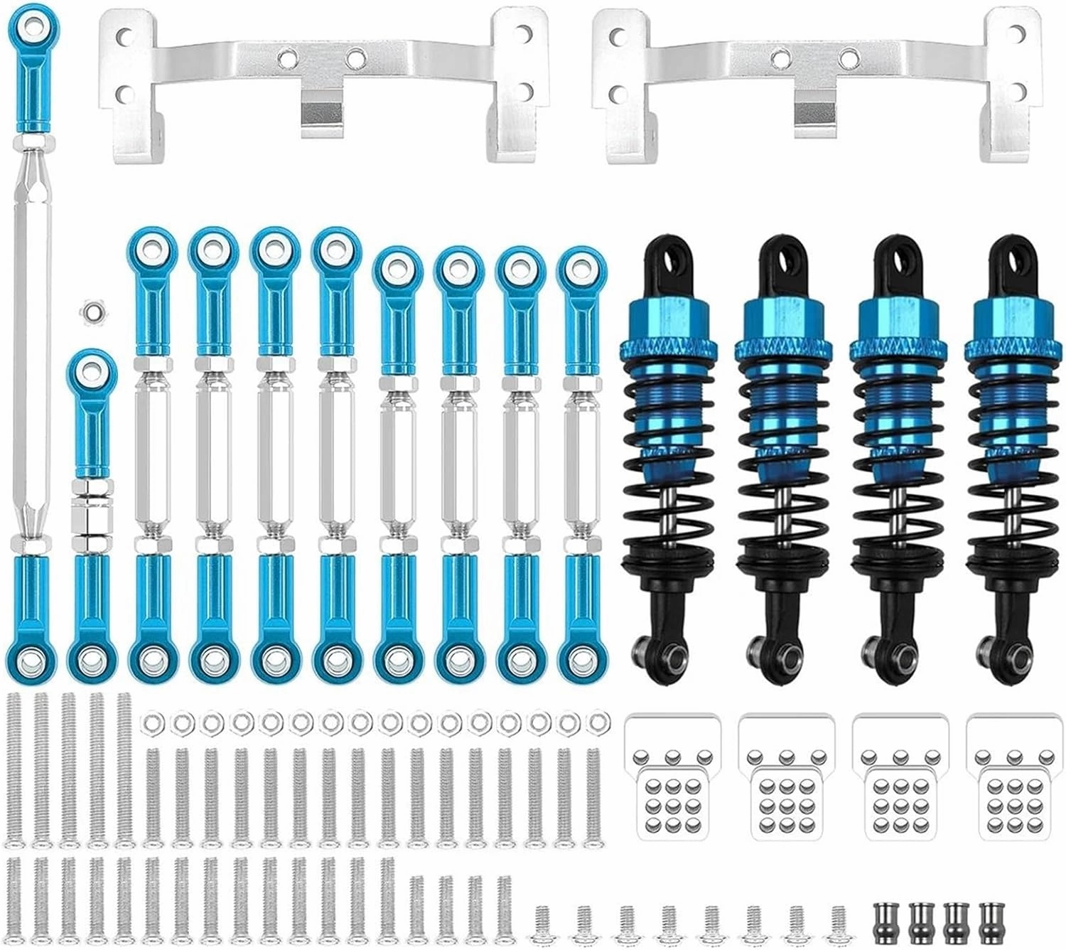 RC Parts for MN D90 for MN99S MN98 MN91 MN96 1/12 RC Car Upgrades Parts Metal for Chassis Link Rod Pull Rod Mount Holder Shock Absorber Sets Accessories(Natural)