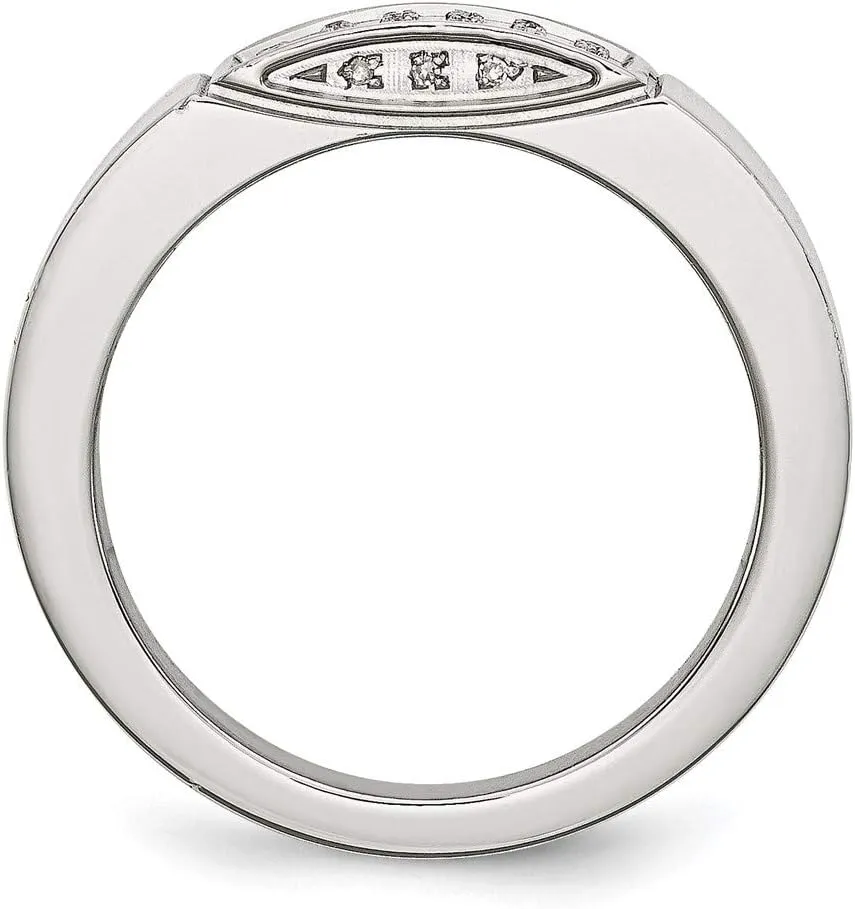 Real Stainless Steel 1/10ct tw. Diamond Wedding Band Ring