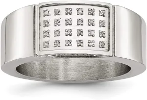 Real Stainless Steel 1/10ct tw. Diamond Wedding Band Ring